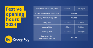 no1 copperpot christmas festive opening hours 